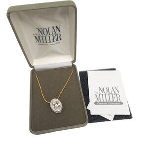 Nolan Miller Glamour Collection Gold Tone Clear Crystal Pendant Necklace In Box
